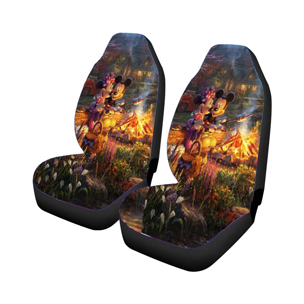 Mickey And Minnie Sweetheart Campfire Car Front Seat Covers