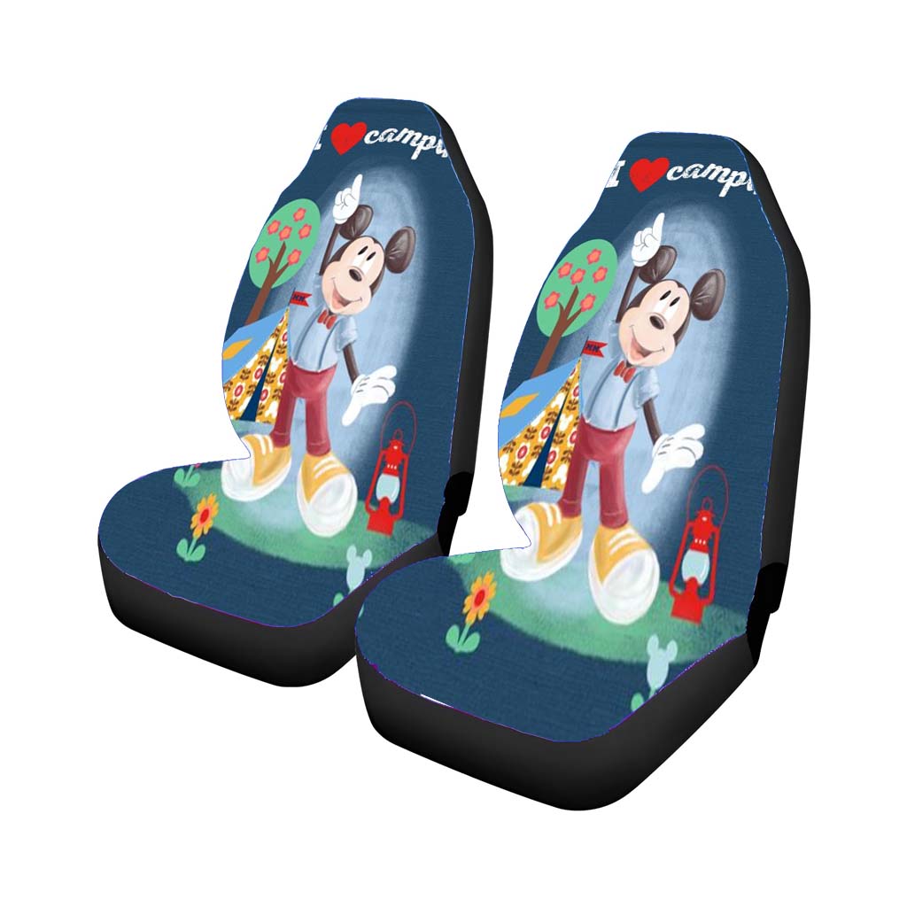 Mickey I Love Camping Car Front Seat Covers