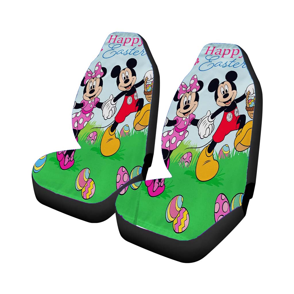 Mickey Mouse And Minnie Mouse Happy Easter Car Front Seat Covers