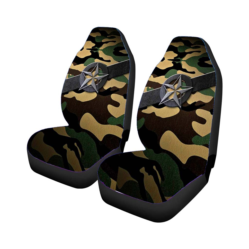 Military Star Green Camo Car Front Seat Covers
