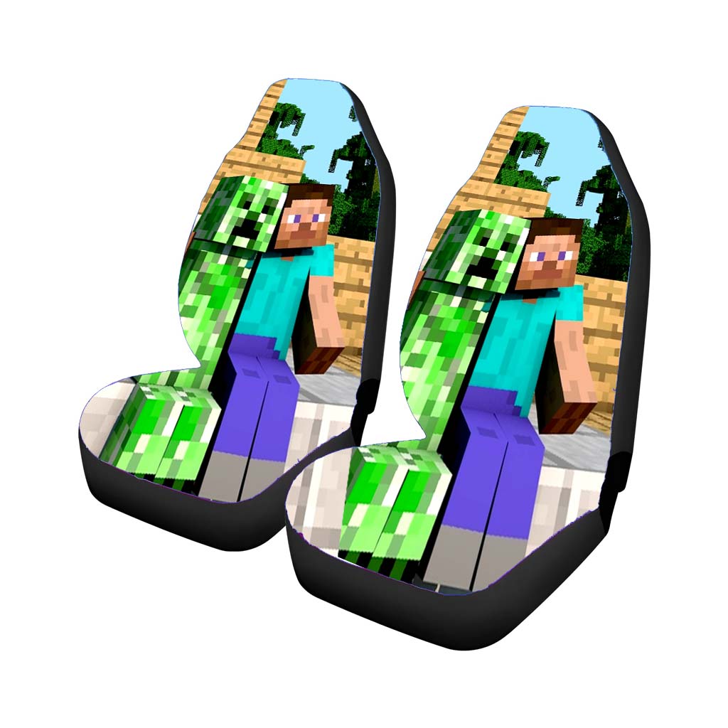 Minecraft Steve Creeper Car Front Seat Covers