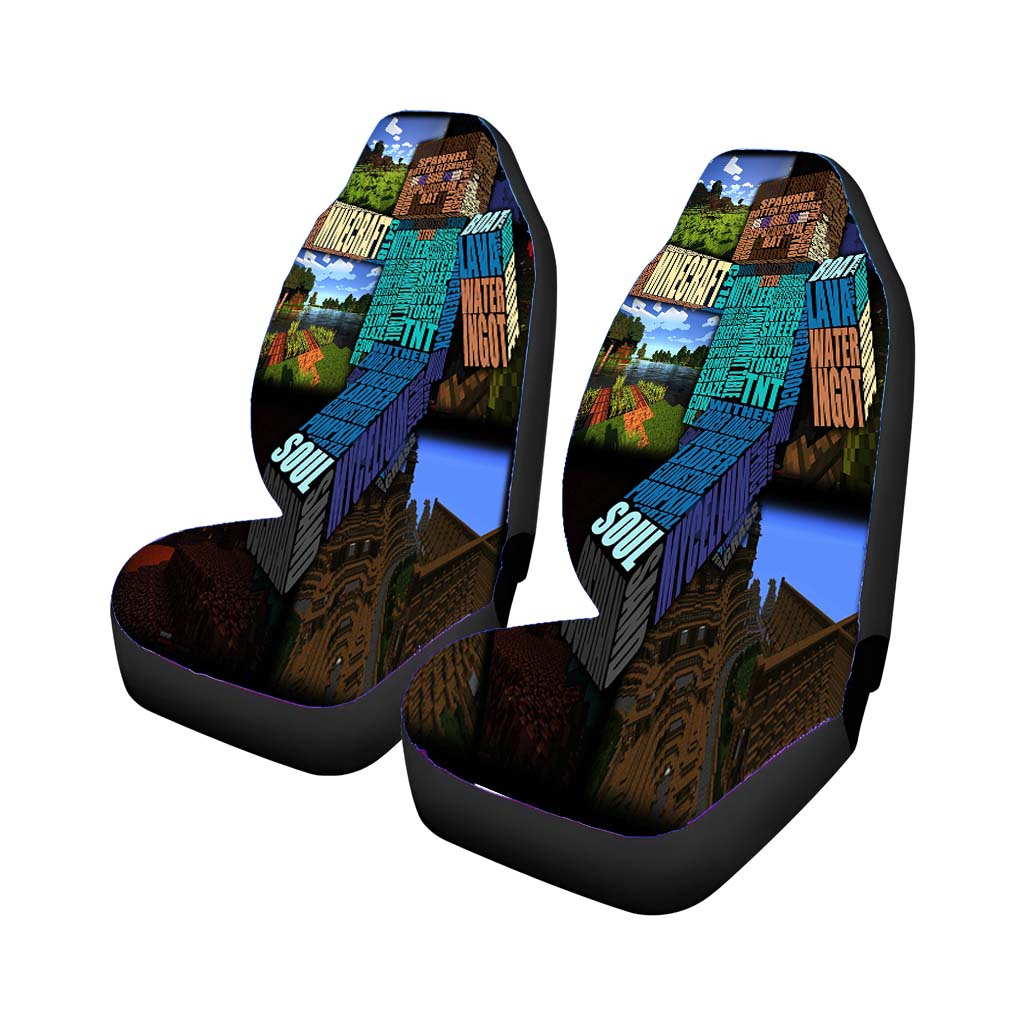 Minecraft Steve Typograpghy Car Front Seat Covers