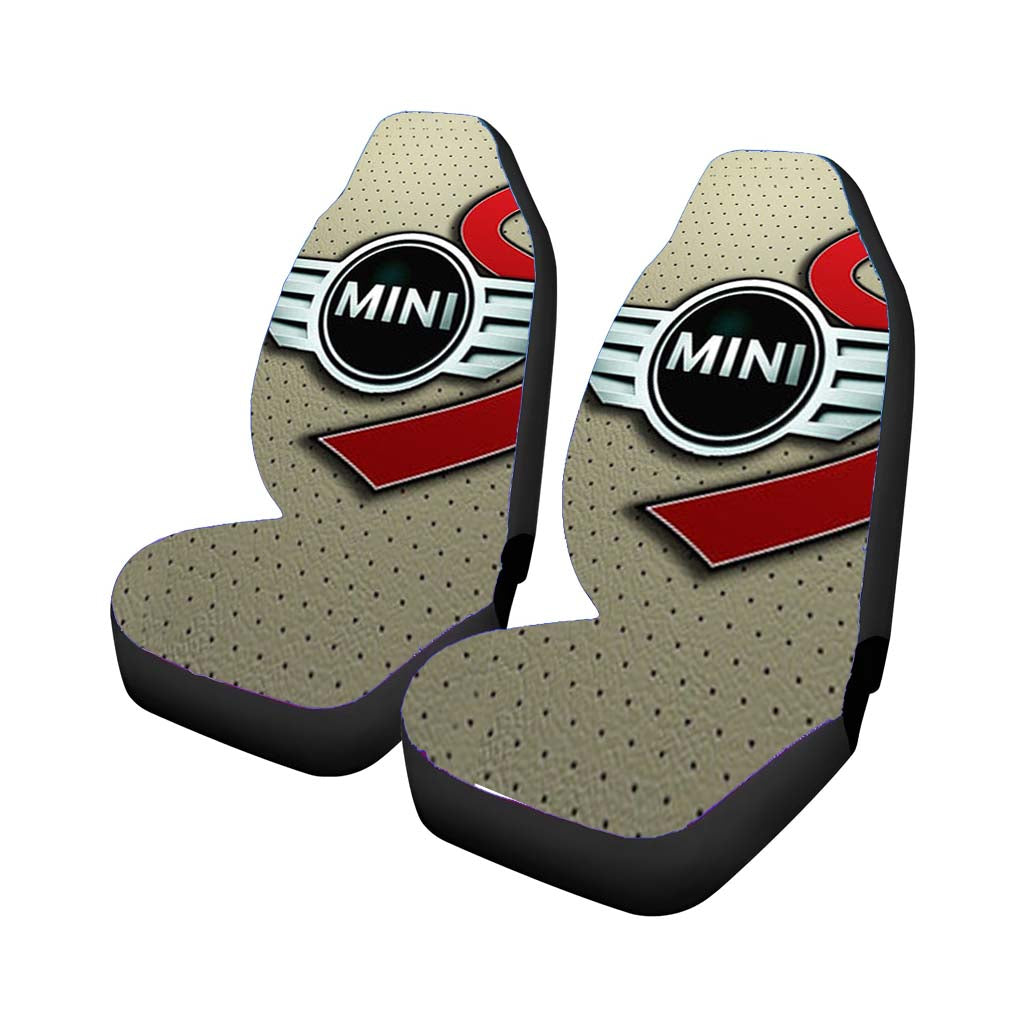 Mini Cooper Logo Silver Car Front Seat Covers
