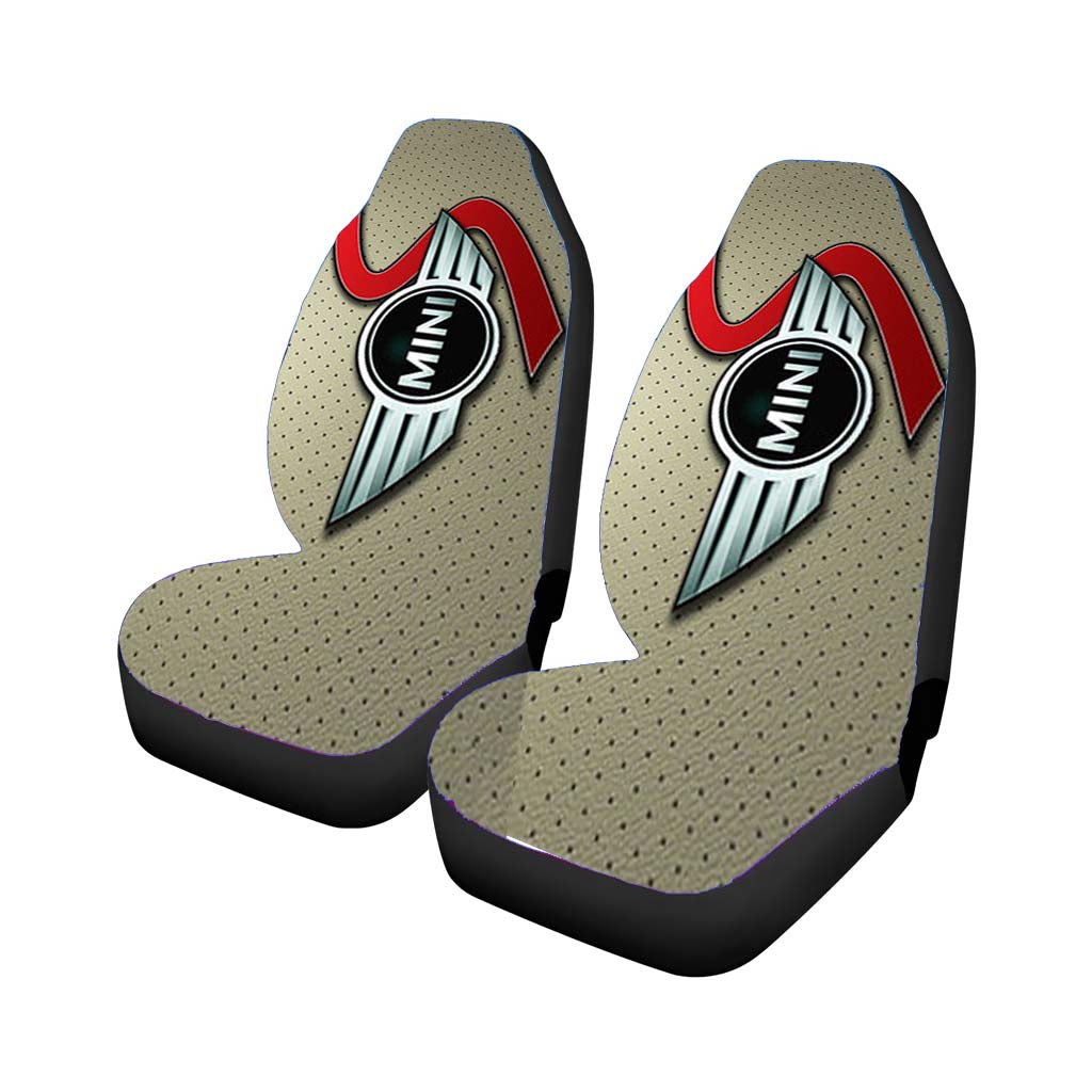 Mini Cooper Logo Silver Landscape Car Front Seat Covers