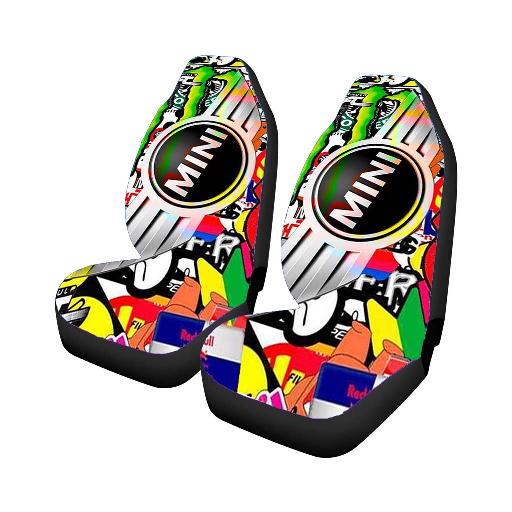 Mini Cooper Sticker Bomb Car Front Seat Covers