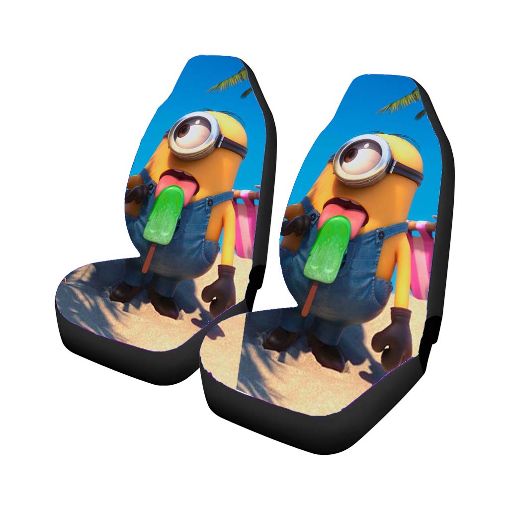 Minion Eat Ice Cream Car Front Seat Covers