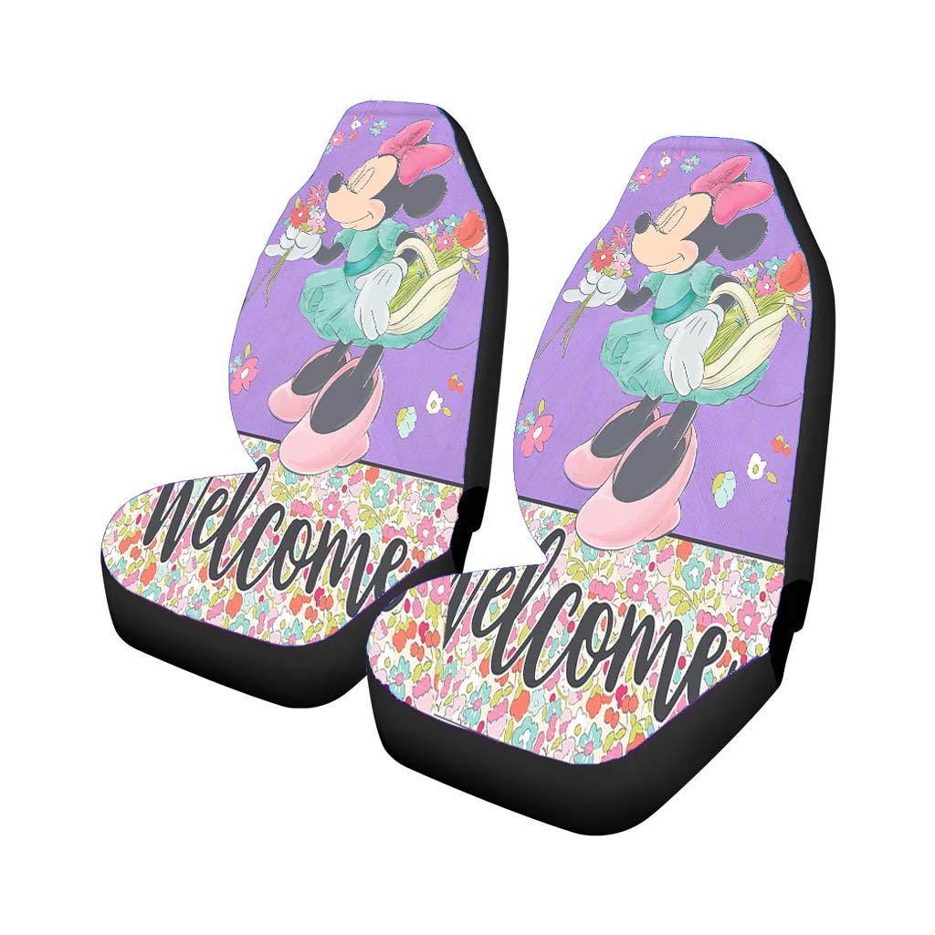 Minnie Floral Welcome Car Front Seat Covers