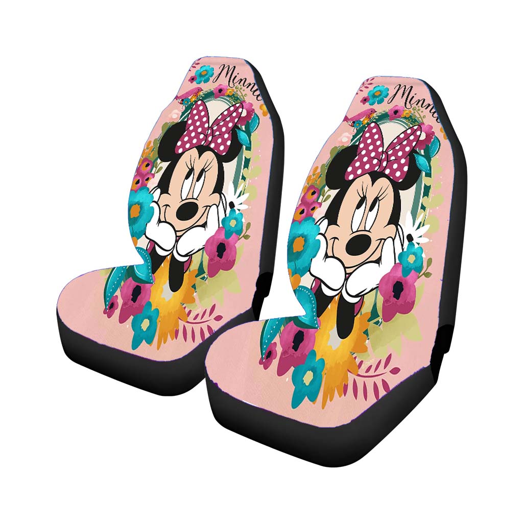 Minnie Flower Wreath Car Front Seat Covers