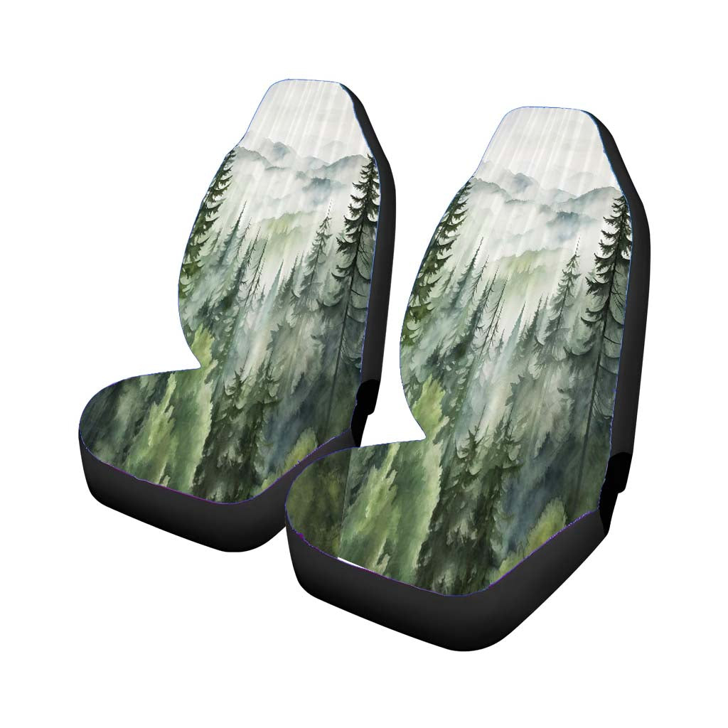 Misty Forest Mountain Car Front Seat Covers