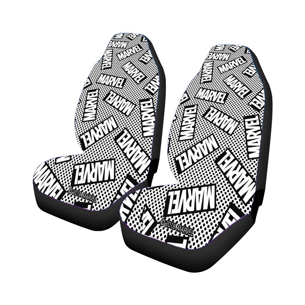 Monochrome Marvel Pattern Car Front Seat Covers