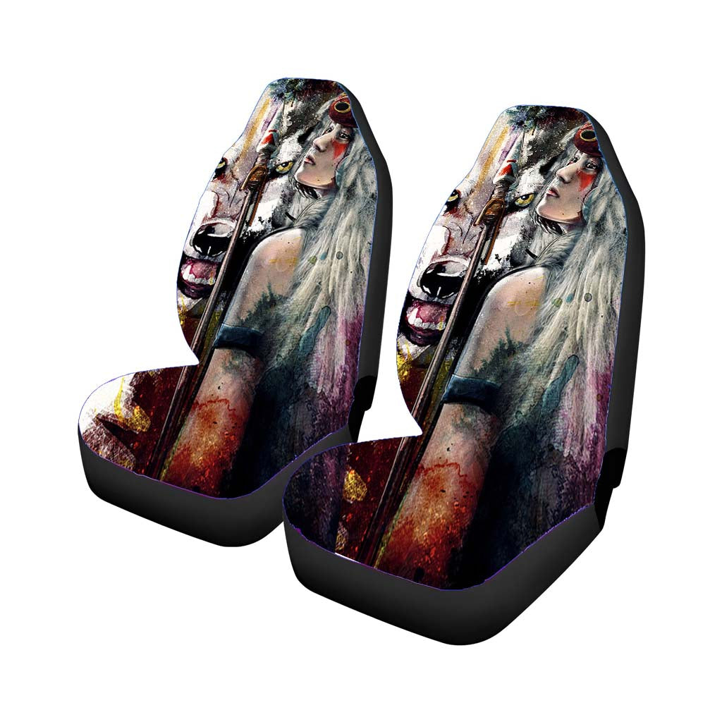 Mononoke Hime And The Spirit Of The Wolf Car Front Seat Covers
