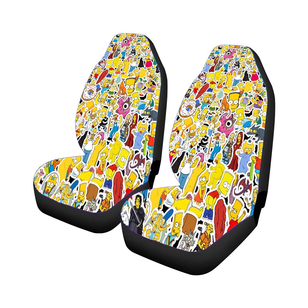 More The Simpsons Bart Sticker Collage Car Front Seat Covers