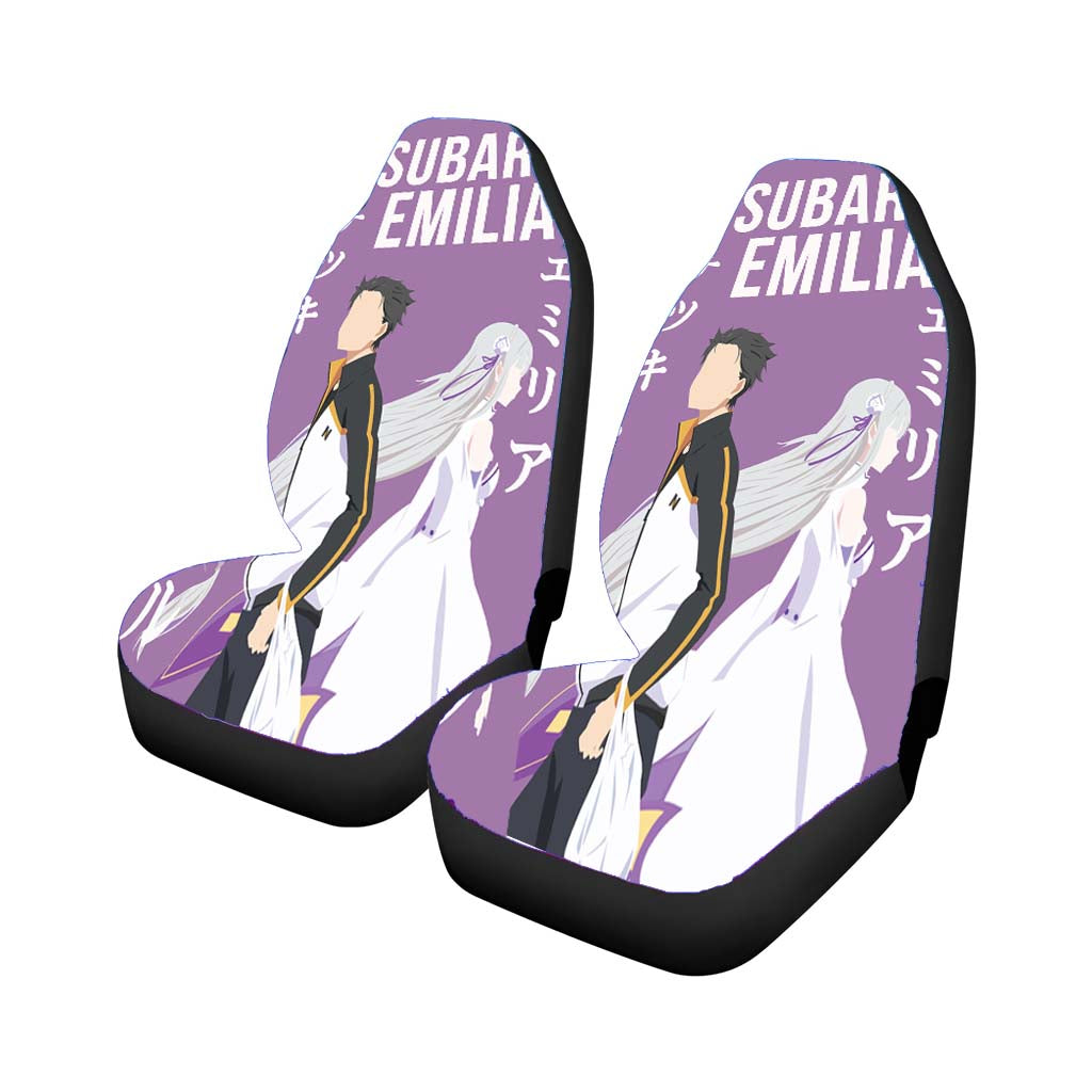 Natsuki Subaru Emilia Re-Zero Anime Car Front Seat Covers