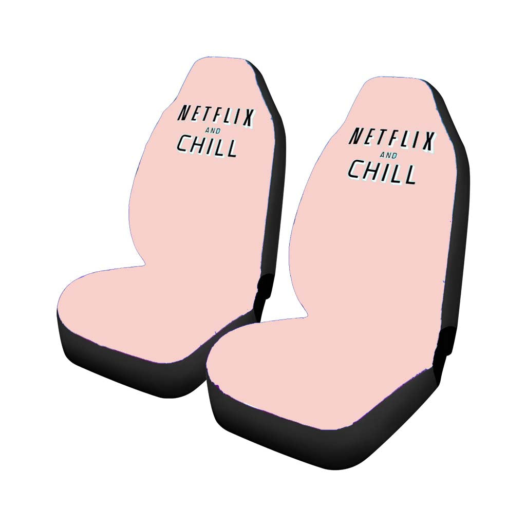 Netflix And Chill Pink Car Front Seat Covers