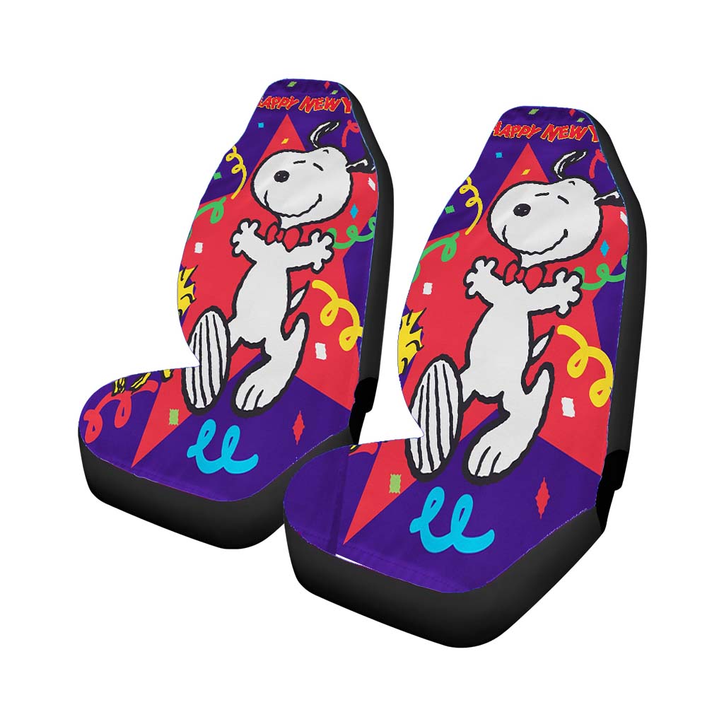 New Years Snoopy Car Front Seat Covers