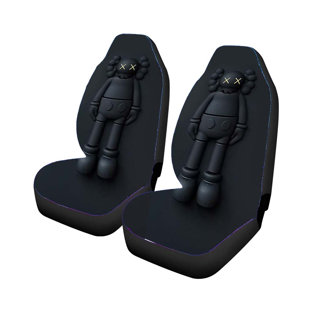 New York Kaws All Black Car Front Seat Covers