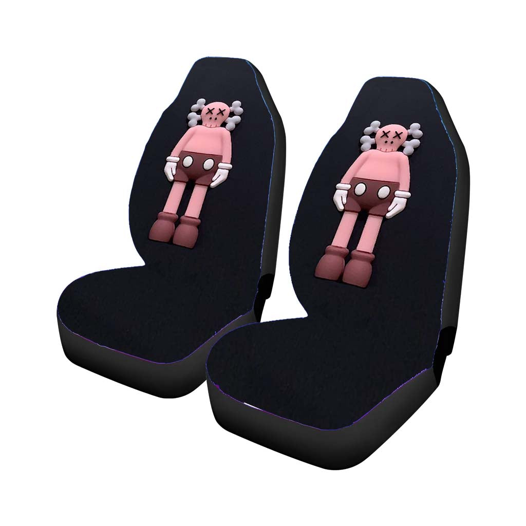New York Kaws Pink On Black Car Front Seat Covers