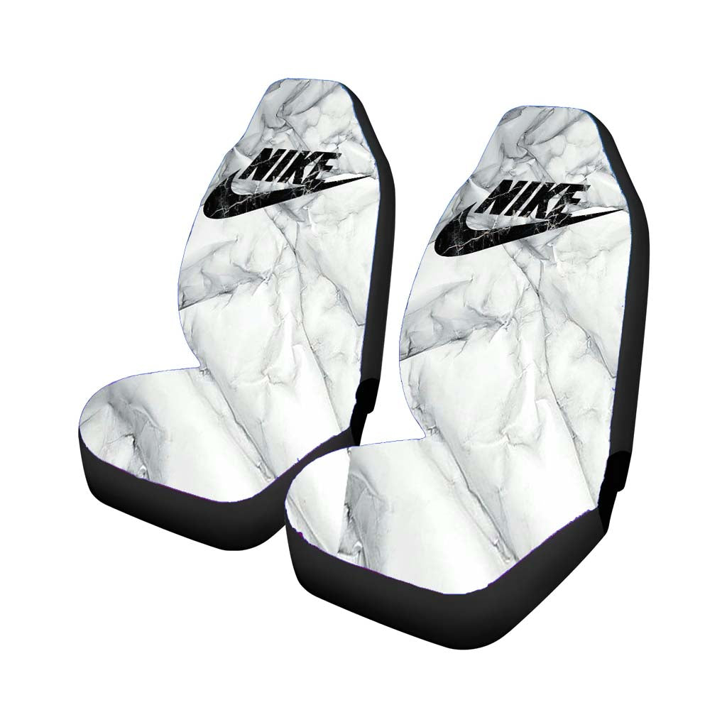 Nike Art White Glossy Car Front Seat Covers