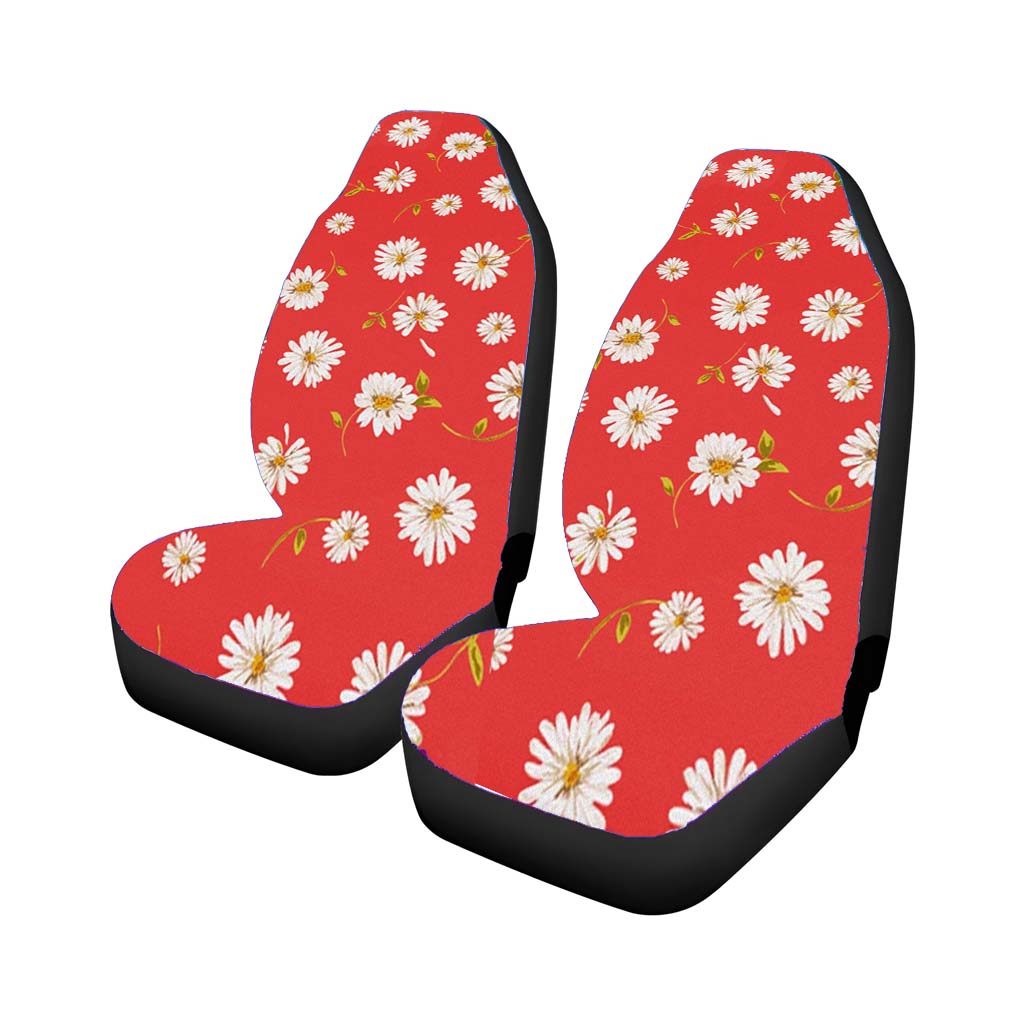 Noise Daisy Daydream Red Coral Floral Car Front Seat Covers