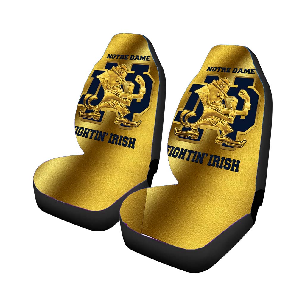 Notre Dame Fighting Irish Football Golden Flag Car Front Seat Covers