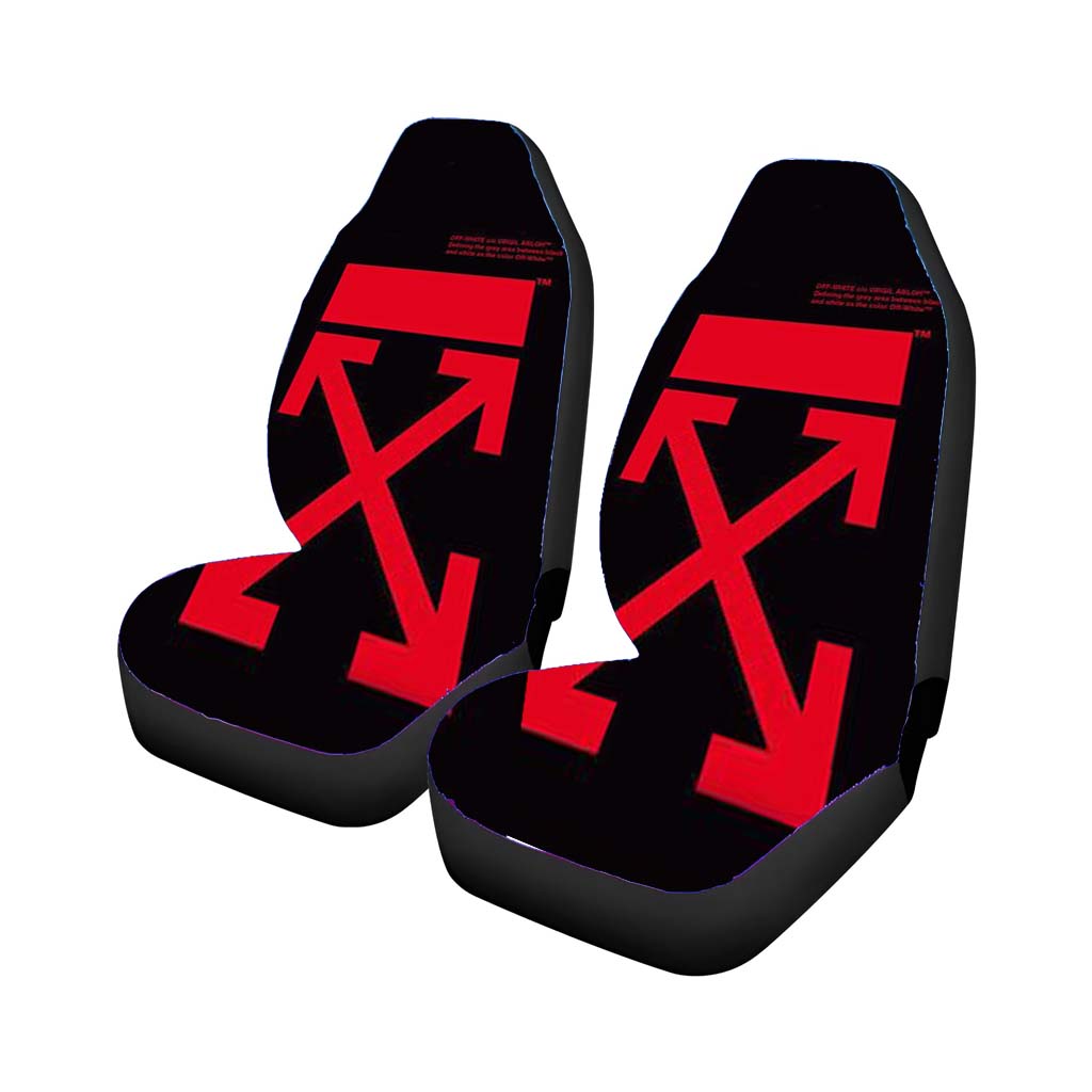 Off White Black Background Car Front Seat Covers