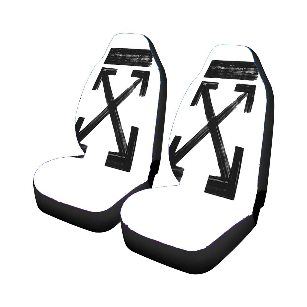 Off White Brushed Arrows Car Front Seat Covers