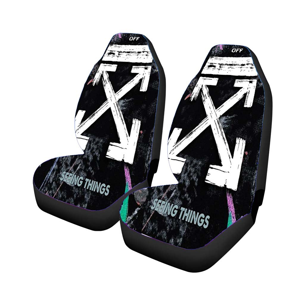 Off White Galaxy Brushed Car Front Seat Covers