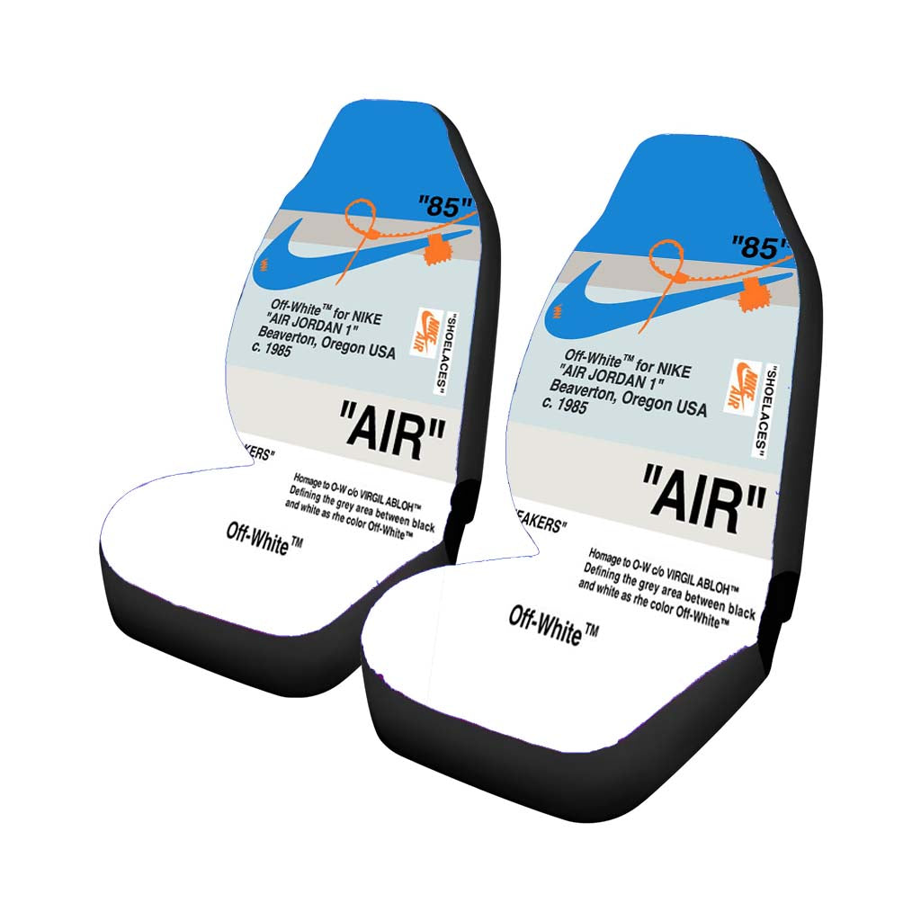 Off White Nike Air Blue Car Front Seat Covers