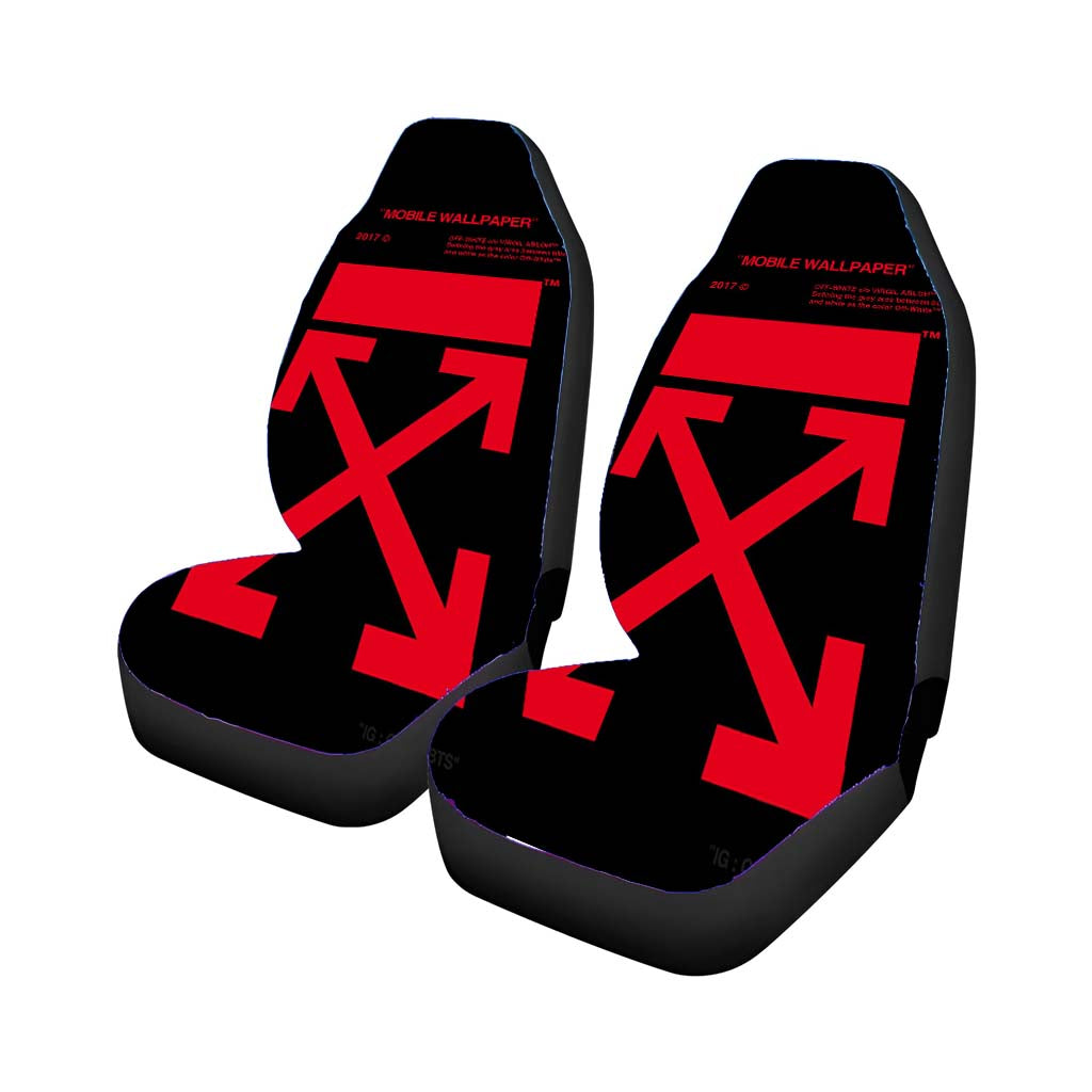 Off White Red Car Front Seat Covers