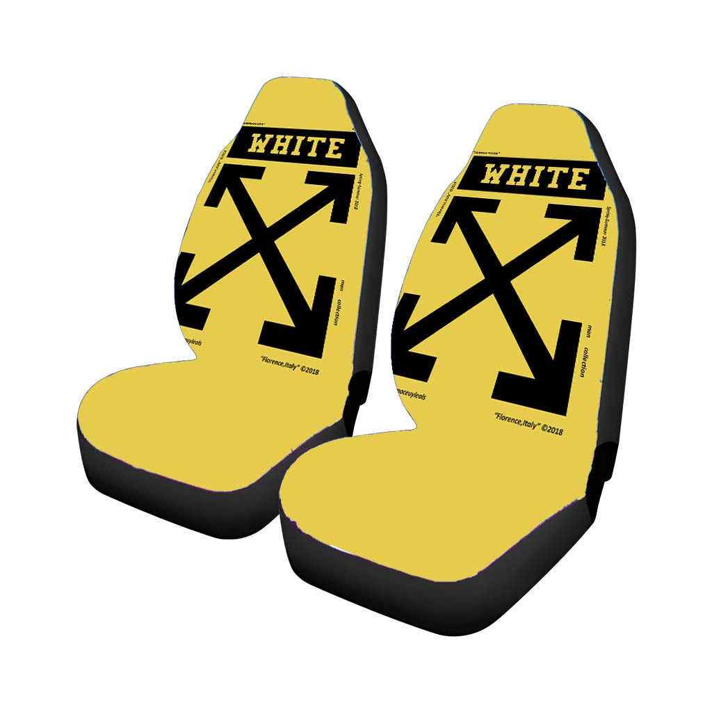 Off White Yellow Car Front Seat Covers