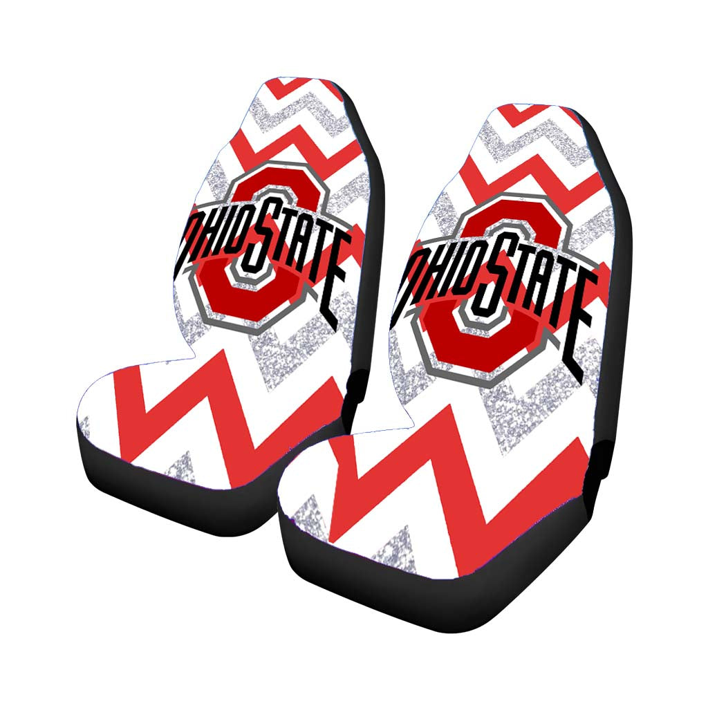 Ohio State Osu Red White Glitter Logo Car Front Seat Covers