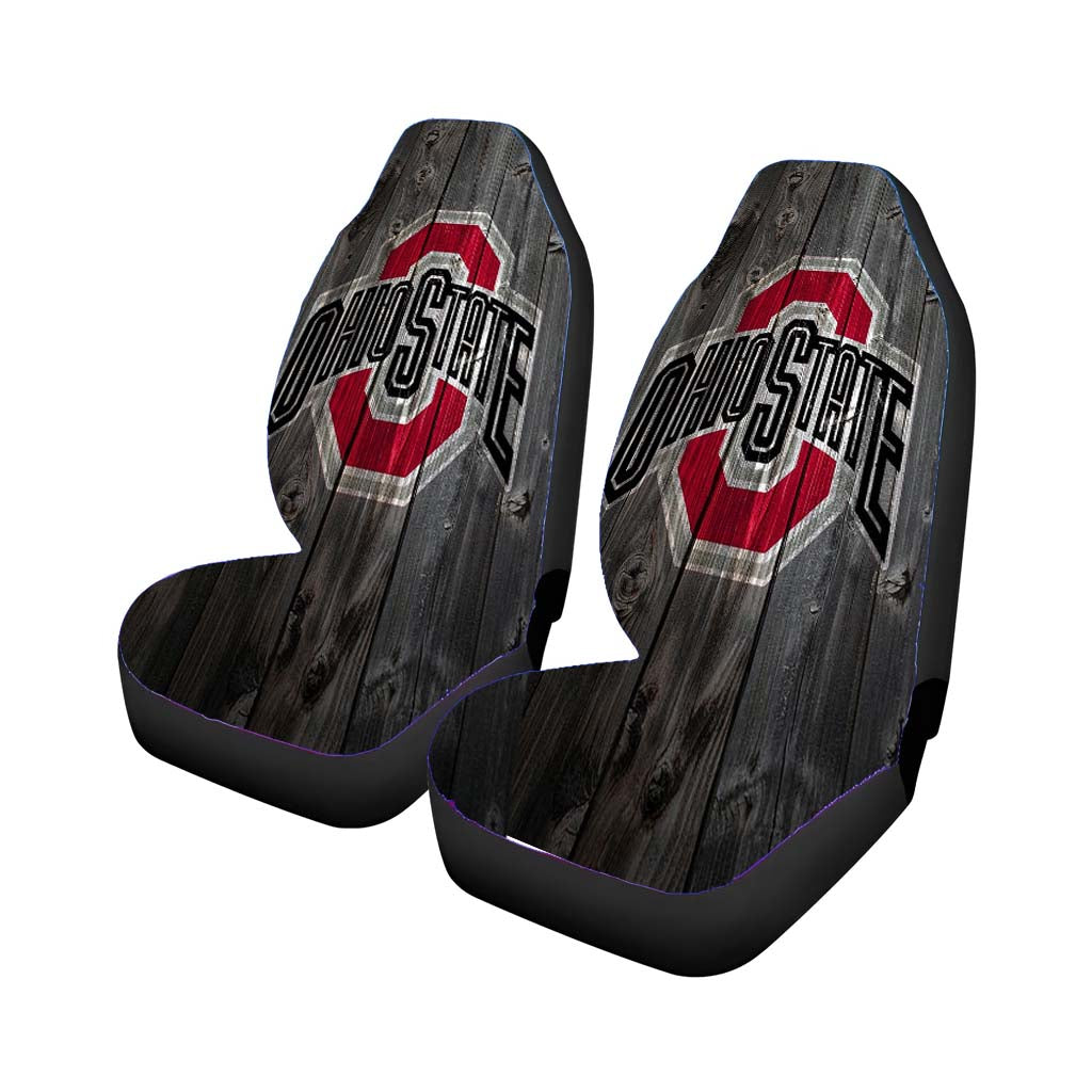 Ohio State Wooden Logo Car Front Seat Covers
