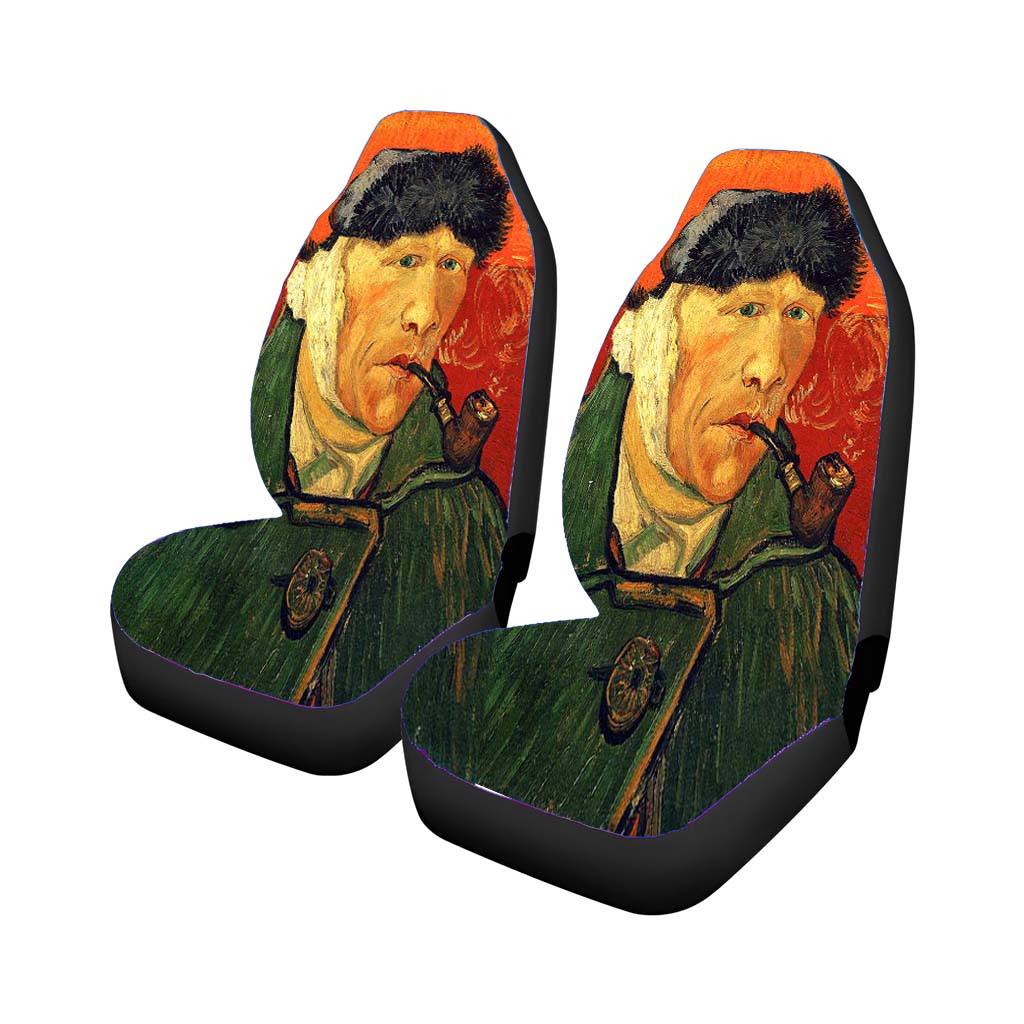 Old Man With Bandaged Ear Smoking Painting Vincent Van Gogh Car Front Seat Covers