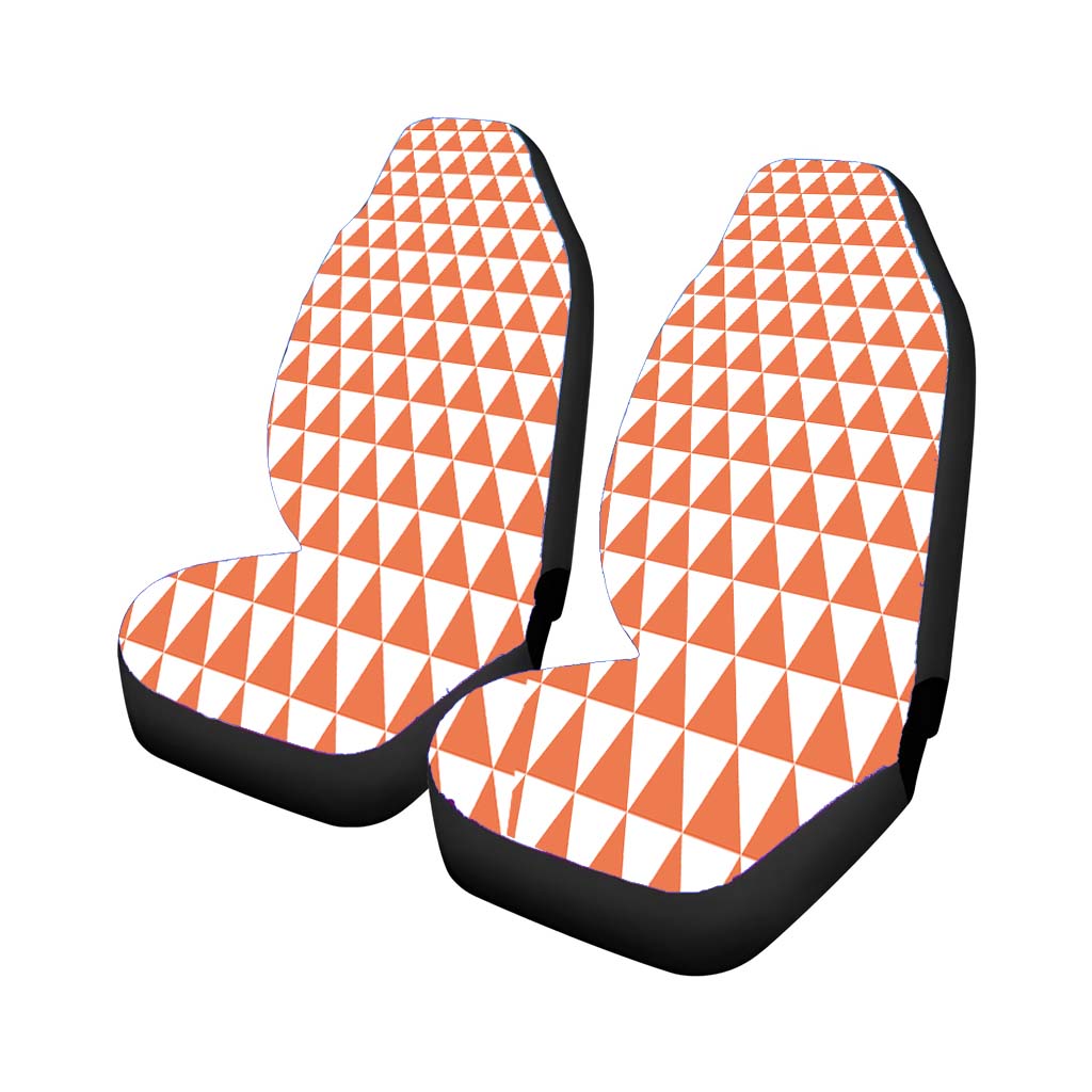 Orange And White Triangle Shape Pattern Geometric Car Front Seat Covers