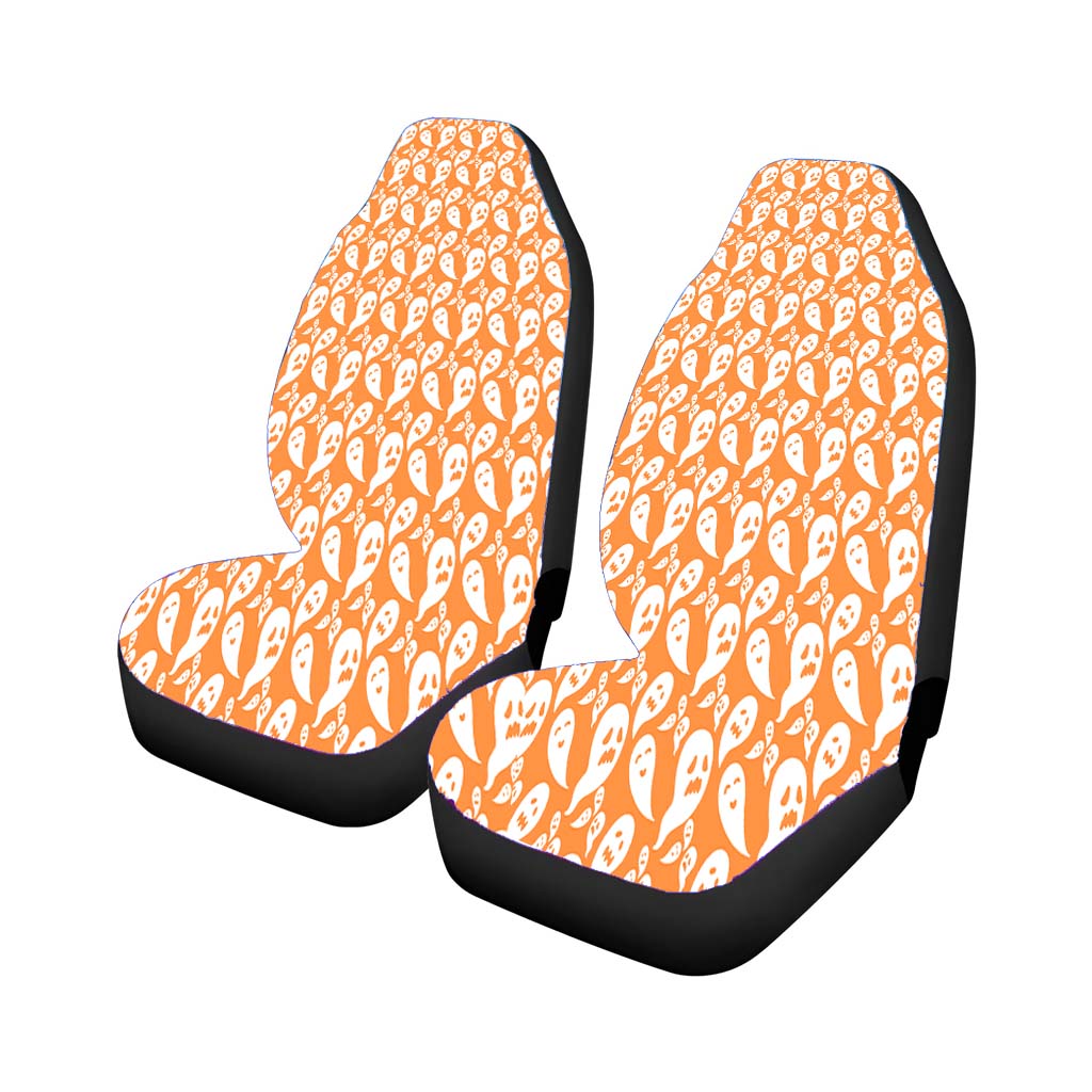 Orange Ghosts Pattern Halloween Car Front Seat Covers