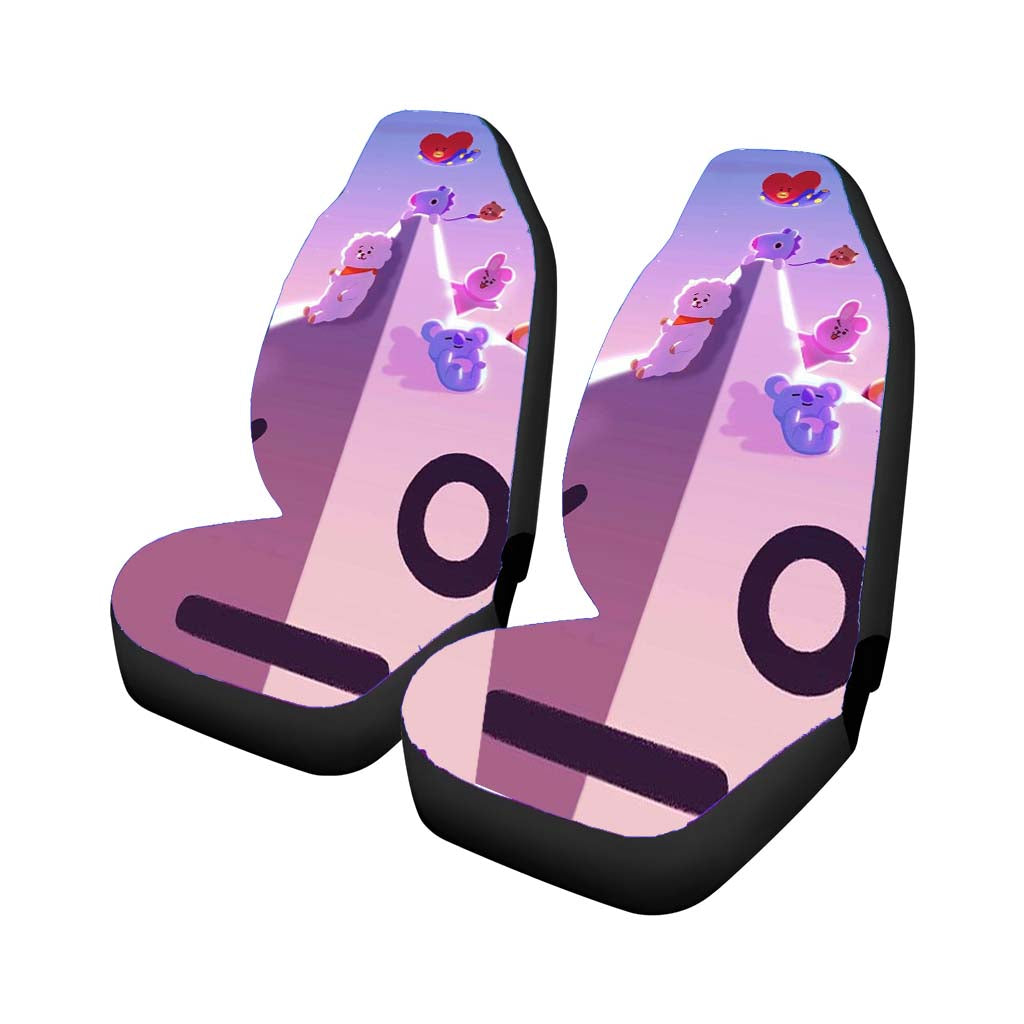 Painting Bt21 Bts Pattern Car Front Seat Covers