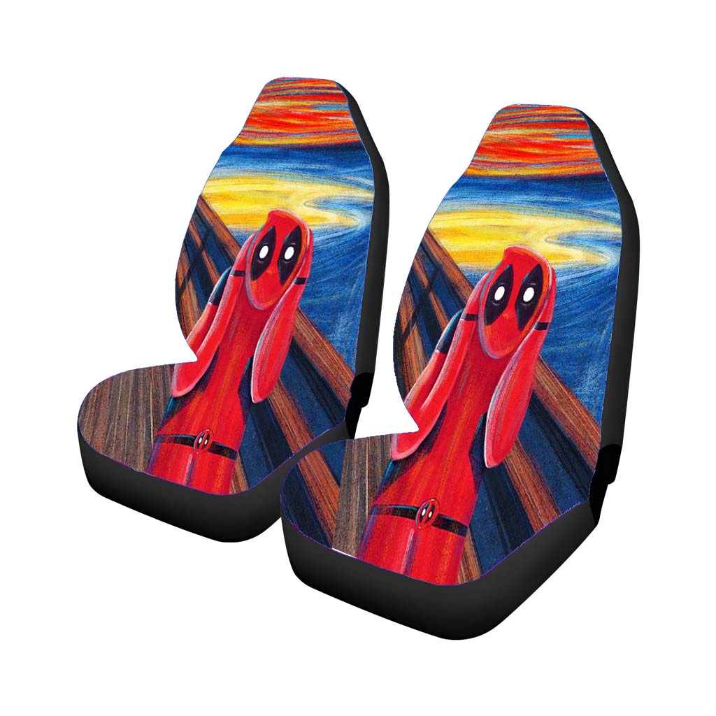 Painting Deadpool Scream Car Front Seat Covers