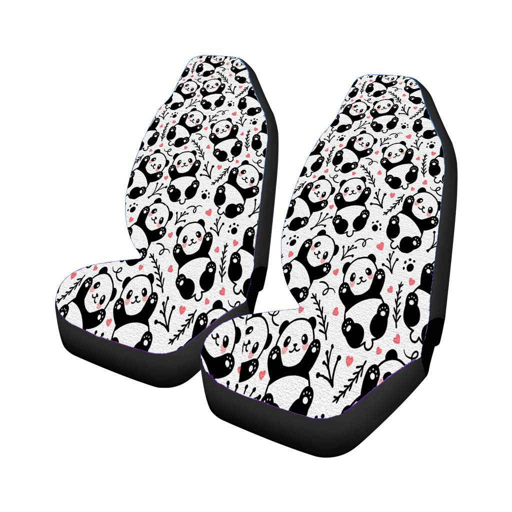 Panda Love And Cute Pattern Car Front Seat Covers
