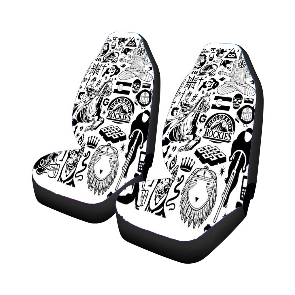 Pattern Black Tattoo Medicine Style Car Front Seat Covers