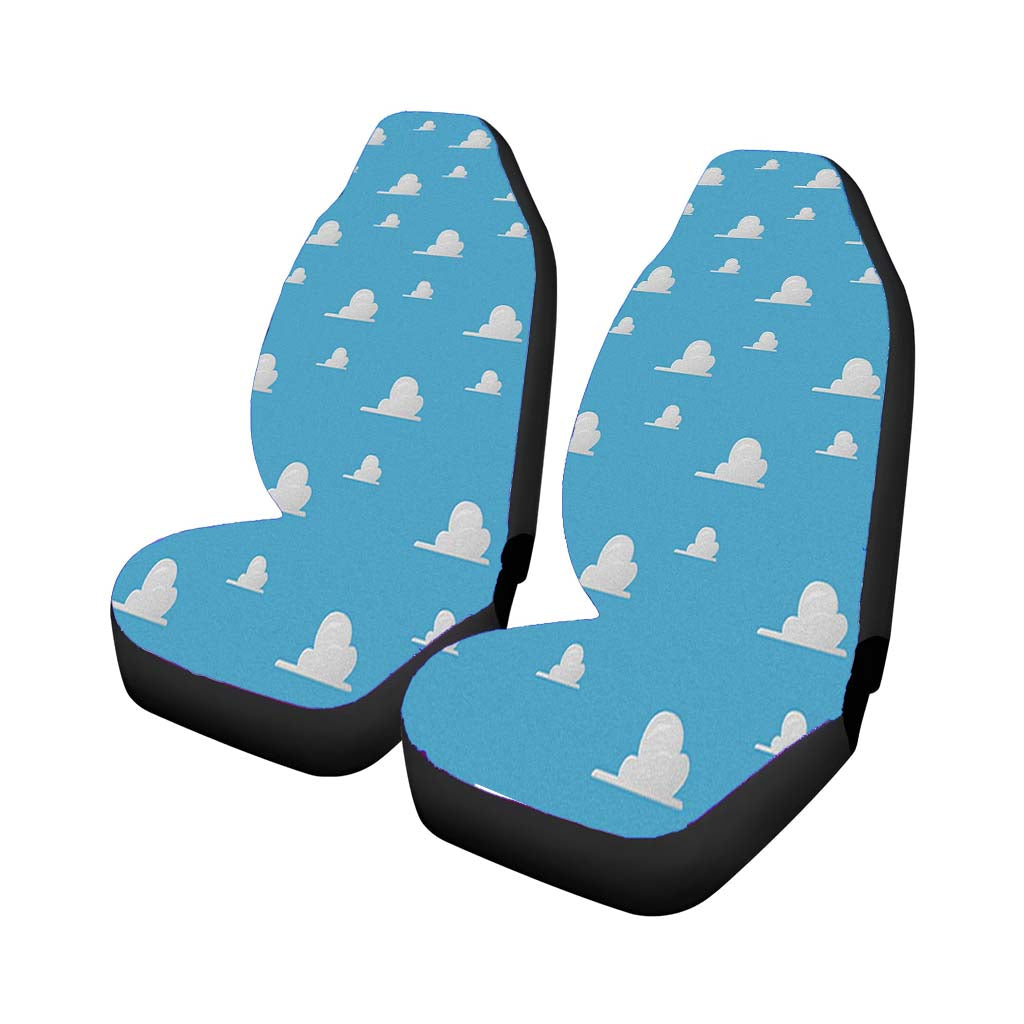 Pattern Of Toy Story Sky Blue Clouds Car Front Seat Covers