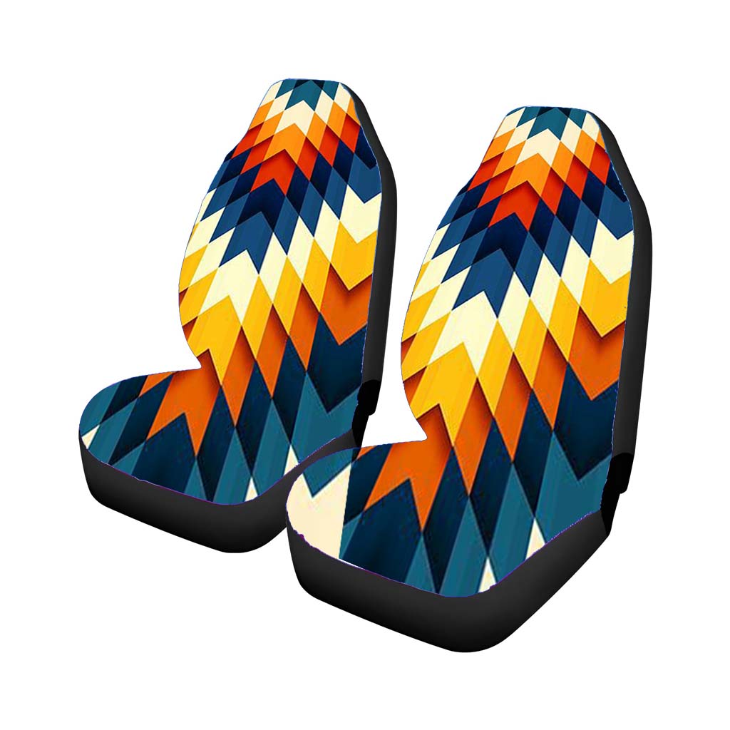 Pattern Tellow White Blue Car Front Seat Covers