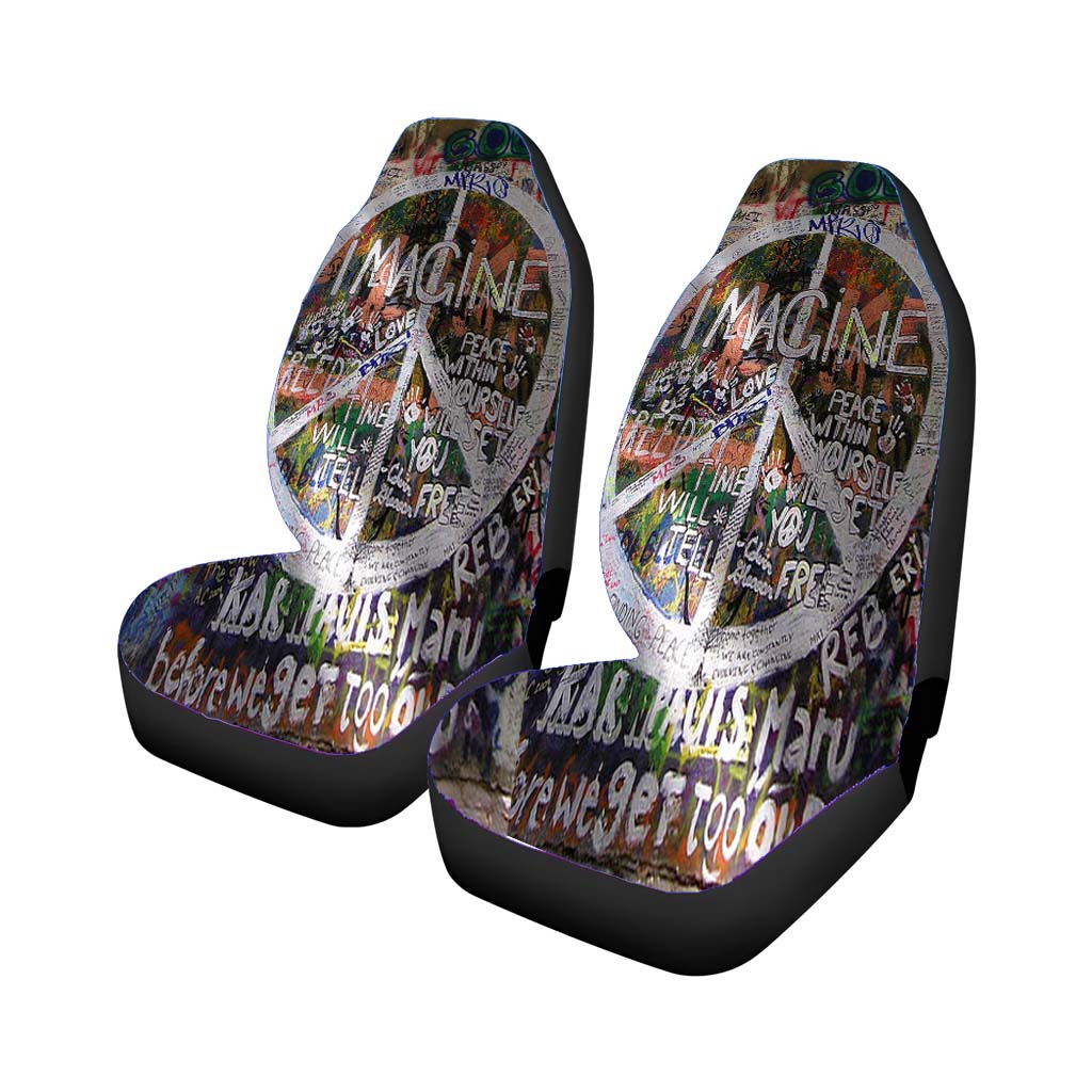 Peace Sign Graffiti Car Front Seat Covers