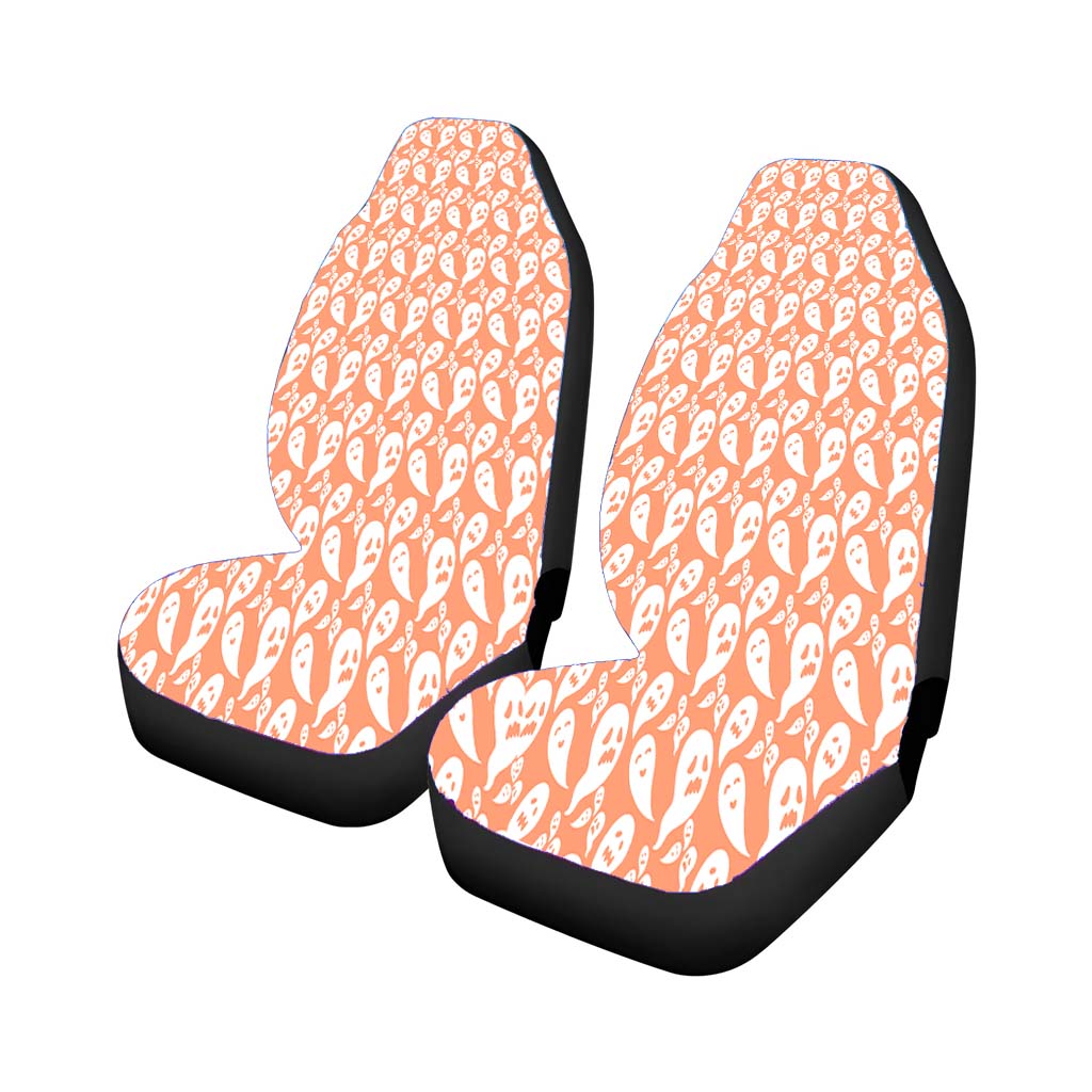 Peach Ghosts Pattern Halloween Car Front Seat Covers