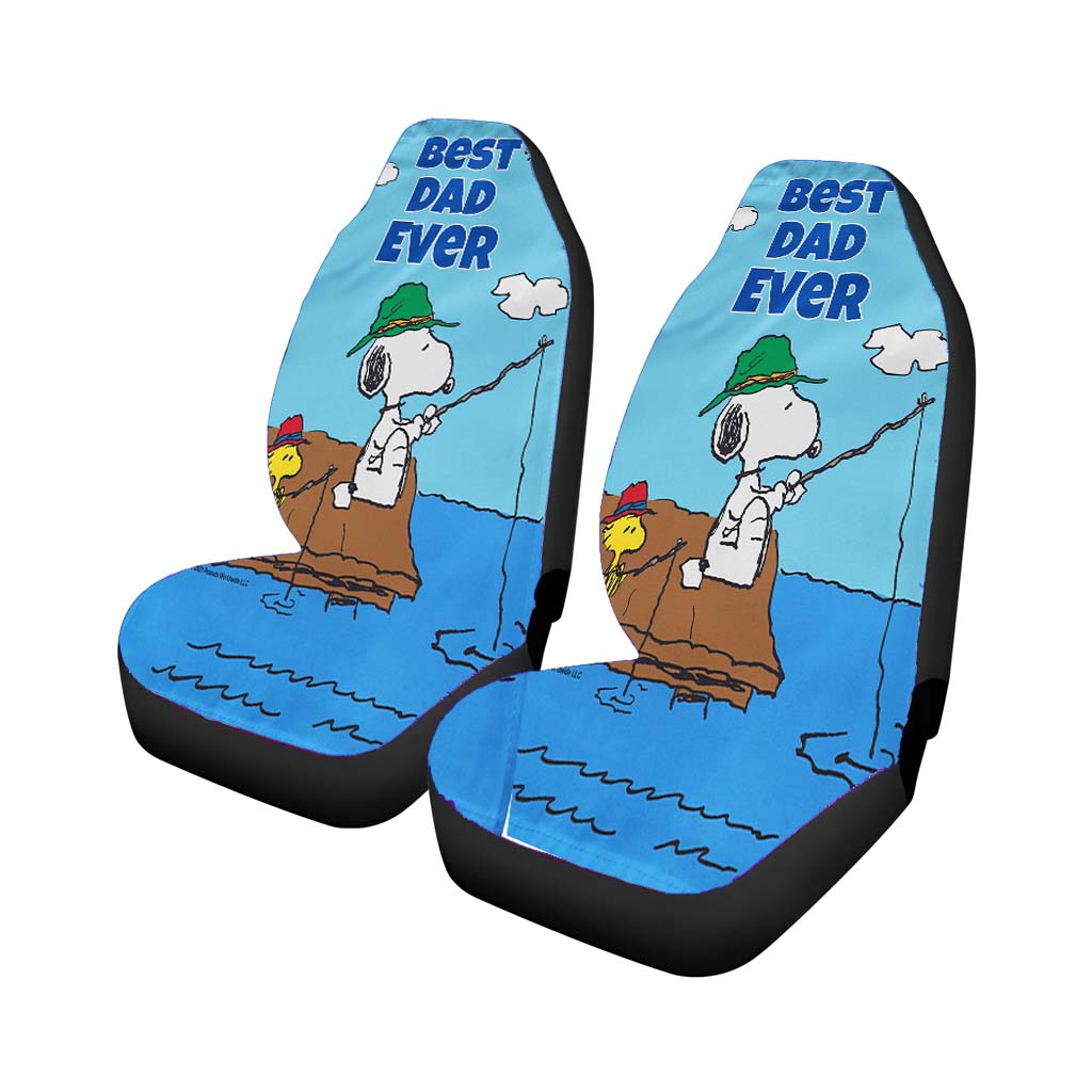 Peanuts Best Dad Ever Gone Fishing Snoopy Car Front Seat Covers