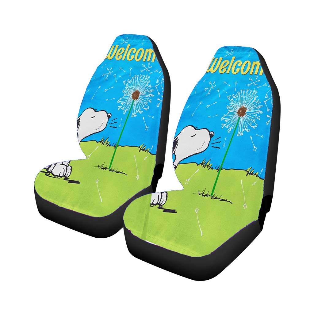 Peanuts Blowing Dandelions Car Front Seat Covers