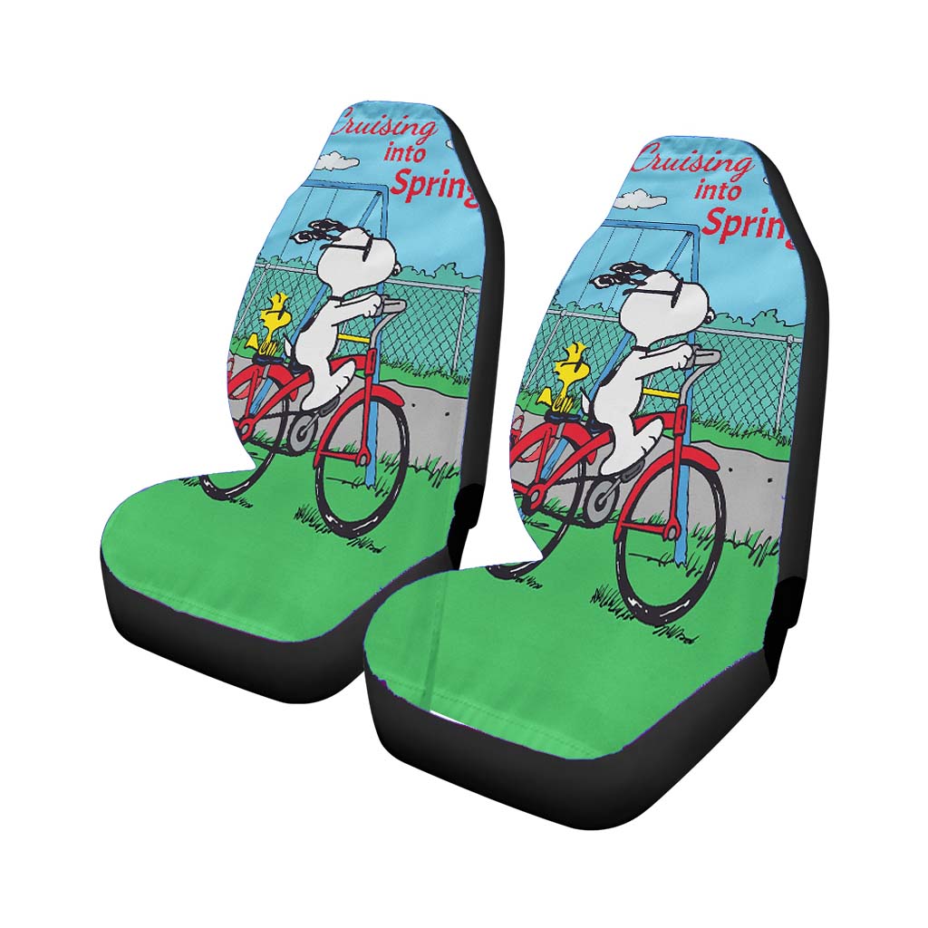 Peanuts Cruising Into Spring Car Front Seat Covers