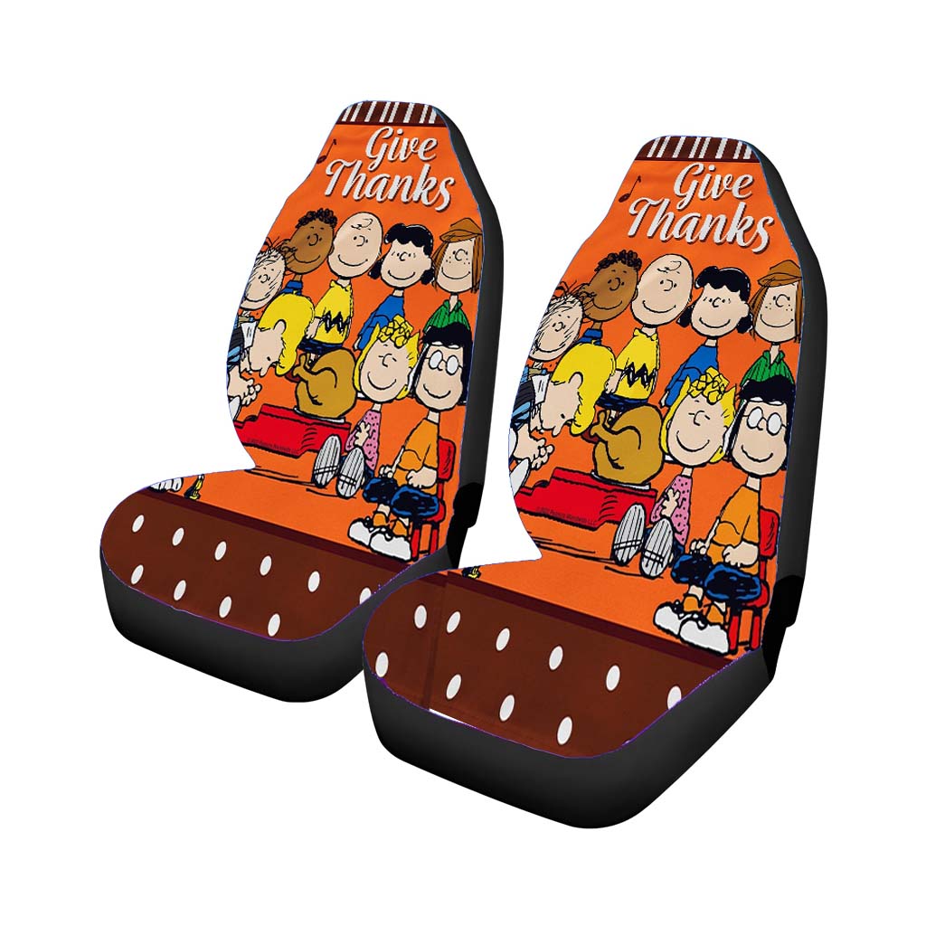 Peanuts Gang Give Thanks Thanksgiving Car Front Seat Covers