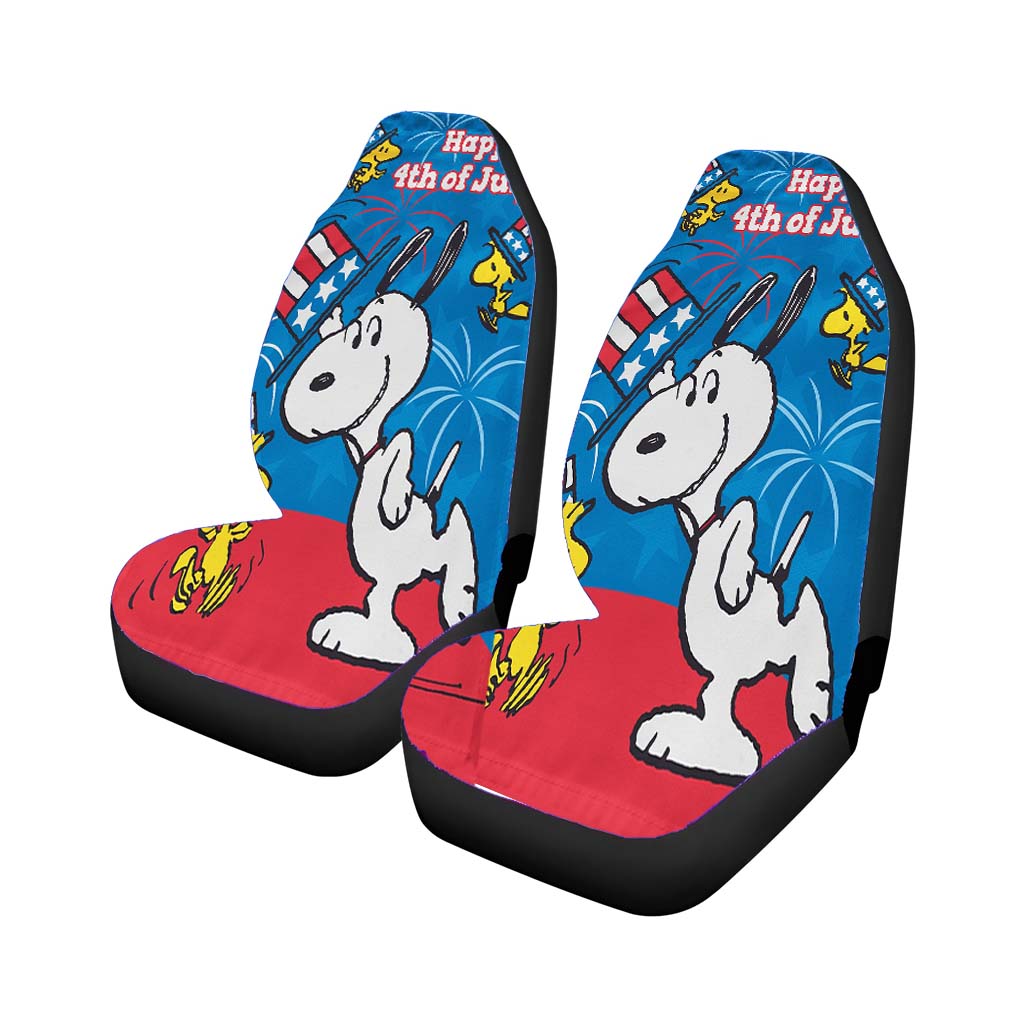 Peanuts Happy Fourth Top Hat Snoopy Car Front Seat Covers