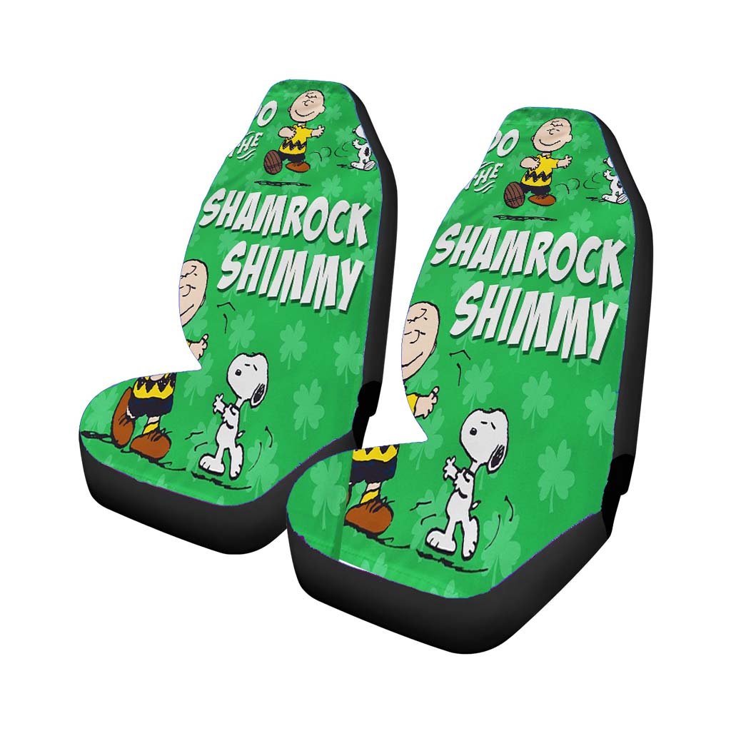 Peanuts Snoopy And Charlie Brown Shamrock Car Front Seat Covers