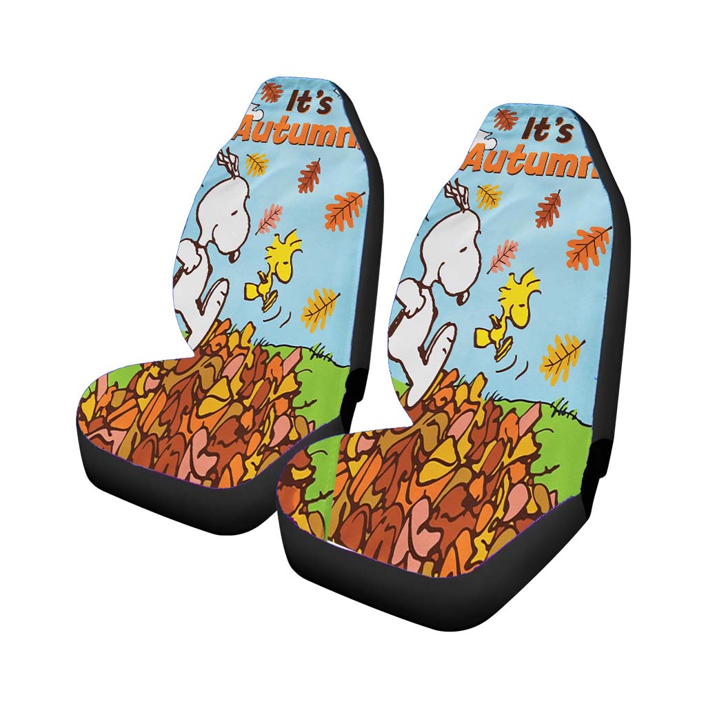 Peanuts Snoopy Fall Flag Snoopy And Woodstock Autumn Car Front Seat Covers
